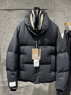 Winter Men Thick Warm White Duck Down Jacket Fashion Stand Collar Spliced Windproof Overcoat Loose Fit Casual Outside Down Coat