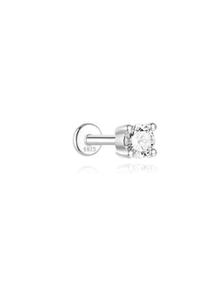 AIDE 1PC Sparkling Moissanite Piercing Stud Earrings 925 Sterling Silver Shining Circle Earring For