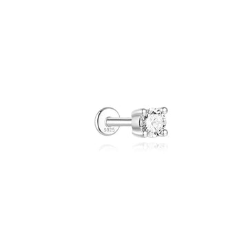 AIDE 1PC Sparkling Moissanite Piercing Stud Earrings 925 Sterling Silver Shining Circle Earring For Women Ear Bone Earring Jewel PlatiNum