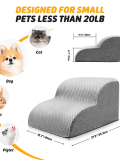 Scale per animali domestici in morbida schiuma antiscivolo a 2 gradini Scale portatili per divani per cani con copertura in peluche rimovibile e lavabile per animali
