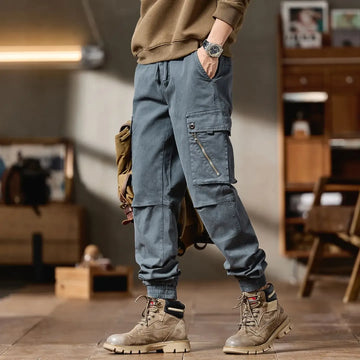 Men Advanced Cargo Pants Fashion Brand Motorcycle Causal Pants Autumn Winter Men's Multi-pockects Stretch Slim Straight Trousers