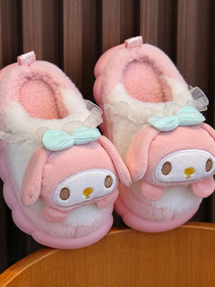 Winter Family Plush Slippers, Parent-Child Match Cartoon Indoor Home Shoes, Cozy Cotton-Lined Non-Slip Slides for All Ages