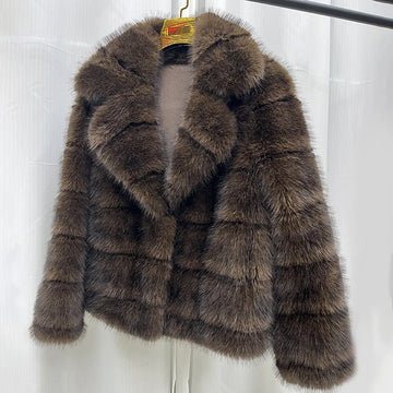 ZADORIN Luxury Woman Brown Mink Fur Coats Elegant Long Sleeve Fluffy Warm Faux Fur Coat Woman Loose Fur Jacket Winter Outerwears