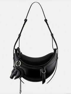 Borsa a tracolla a mezzaluna da donna in pelle PU, design elegante, borsa per tutti i giorni