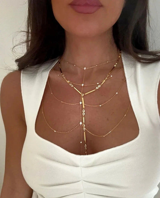 Barra geometrica a goccia Cubic Zirconia CZ Catena a maglie Lunga Y Lariat Collana di moda donna sexy 2026 Nuovo arrivato