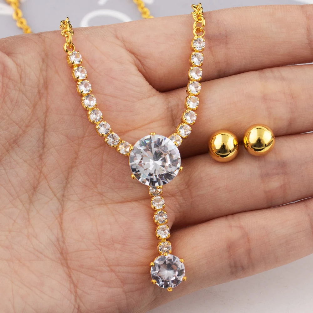 Collana con ciondolo zircone alla moda per donna Collana girocollo a catena Festa femminile Gioielli lucidi Regalo per matrimonio San Valentino