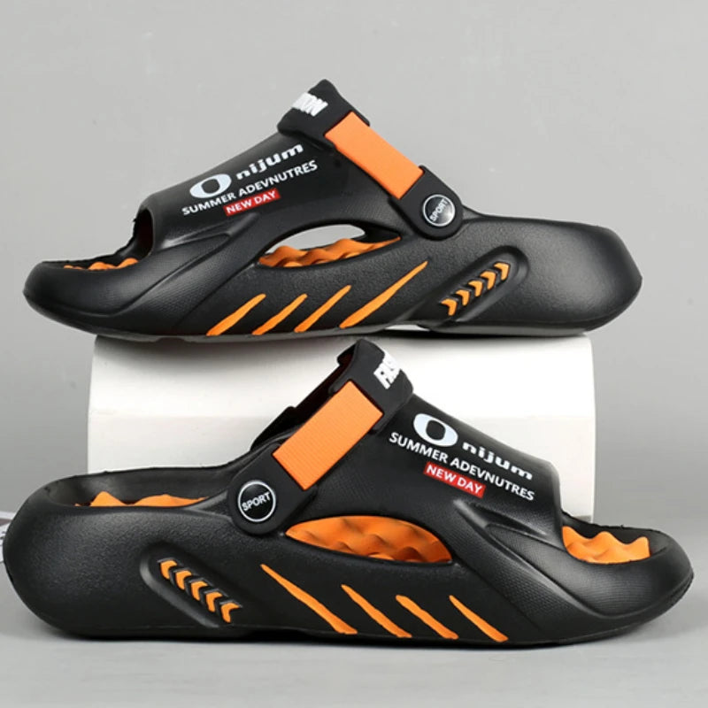 2025 New Men Massage Slippers Slides Indoor Outdoor Man Sandals Beach Casual Shoes Comfortable Sole Men Slippers Big Size 38-47