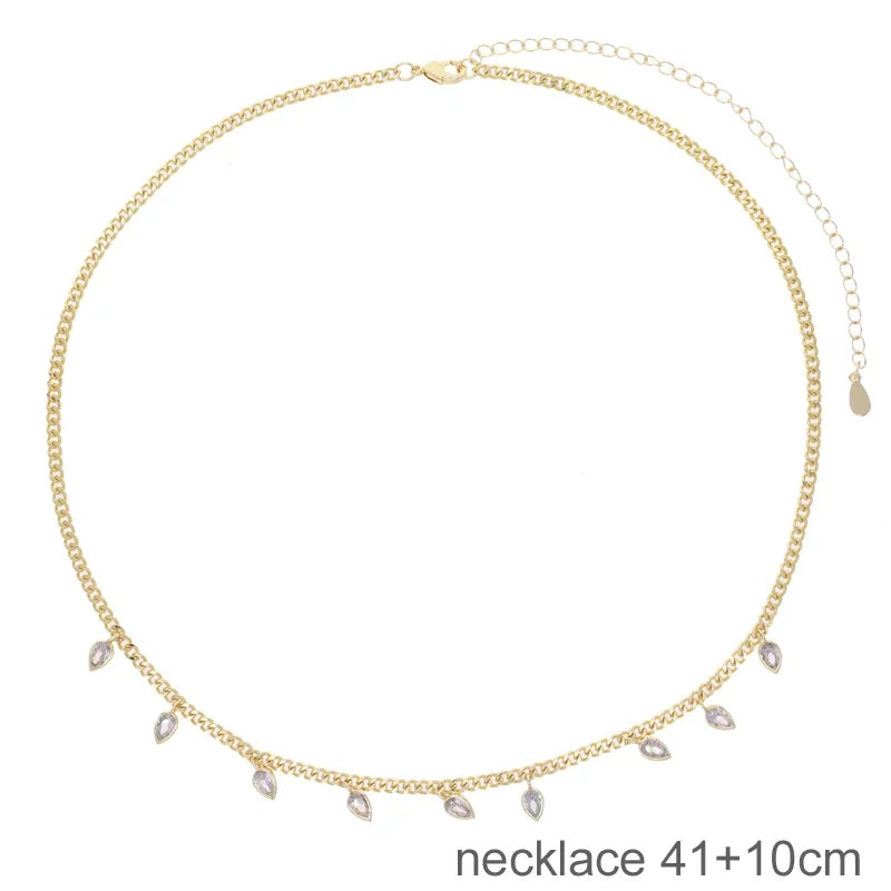 5A Goccia Cubic Zirconia CZ Collana a spina di pesce per le donne Catena color oro Girocollo Gioielli di moda con maglie a catena a serpente geometrico