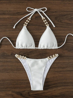 Set Bikini a Triangolo per Donna, Sexy Costume da Bagno Brasiliano a Due Pezzi con Lacci, Grazioso Costume da Bagno