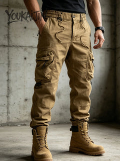 Mens Cargo Pants Autumn Winter Casual Mens Pant Baggy Regular Cotton Trousers Male Combat Military Tactical Pants Multi Pockets