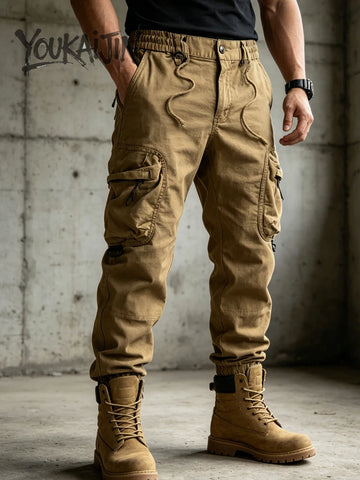 Mens Cargo Pants Autumn Winter Casual Mens Pant Baggy Regular Cotton Trousers Male Combat Military Tactical Pants Multi Pockets