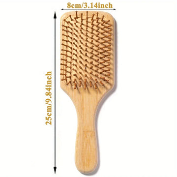 Natural Bamboo Paddle Comb Air Cushion Comb Scalp Massage Anti-Static Tangle Free Comb, Special for Real Hair Wigs