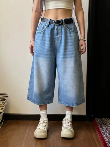 Jeans Jorts larghi vintage Y2k Streetwear Pantaloncini oversize Pantaloni in denim Moda coreana Pantaloni larghi Grunge Neutro estivo