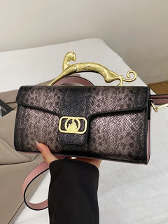 New Ladies Metal Buckle Simple Fashion Shoulder Bag Party Commuting Bag Women Luxury Brand Design PU Leather Bag