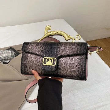 New Ladies Metal Buckle Simple Fashion Shoulder Bag Party Commuting Bag Women Luxury Brand Design PU Leather Bag PlatiNum