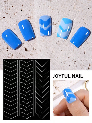 1pc 6 Style Hollow out French Manicure Nail Art Stickers, V-Shaped Strip-Type Simple Design Self-Adhesive Nail Tips Guides Frenc