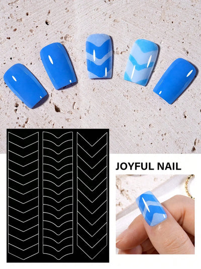 1pc 6 Style Hollow out French Manicure Nail Art Stickers, V-Shaped Strip-Type Simple Design Self-Adhesive Nail Tips Guides Frenc