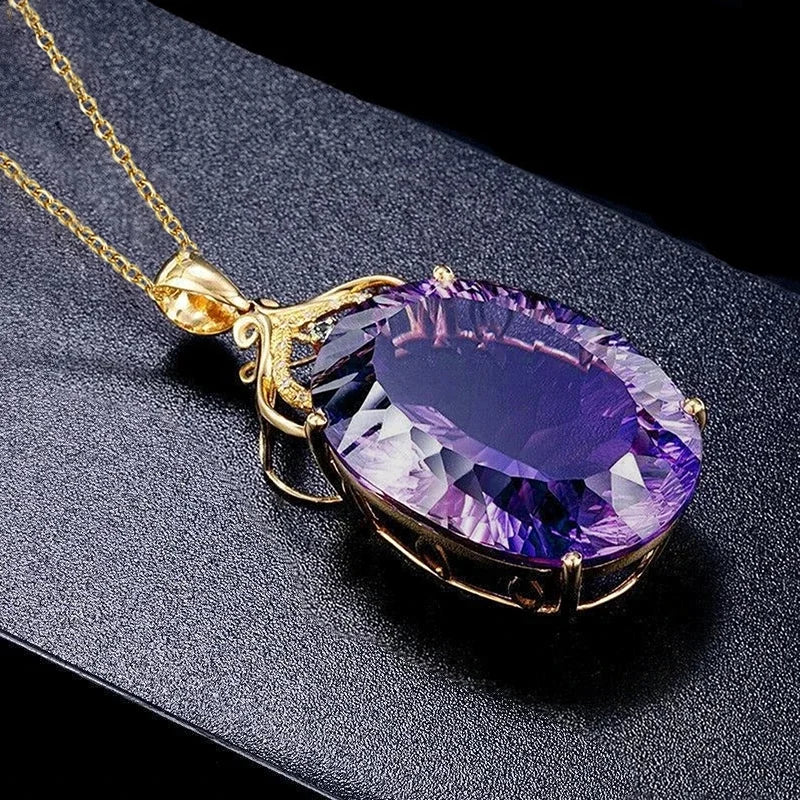 Collana con ciondolo alla moda semplice CAOSHI per gioielli affascinanti con temperamento femminile con accessori di lusso in Zirconia viola brillante regalo
