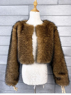 ZADORIN Winter Cropped White Black Faux Fur Coat Woman Clothes Long Sleeve Short Fluffy Jacket Fox Fur Faux Coat Woman Fur Top