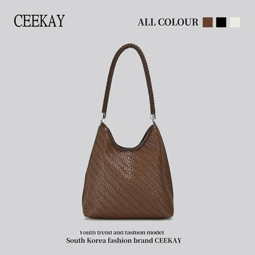 CEEKAY 2026 Nuova Borsa Hobo Intrecciata, Borsa a Spalla Retrò con Trama a Spina di Pesce e Manico Intrecciato, Borsa Tote Casual da Donna