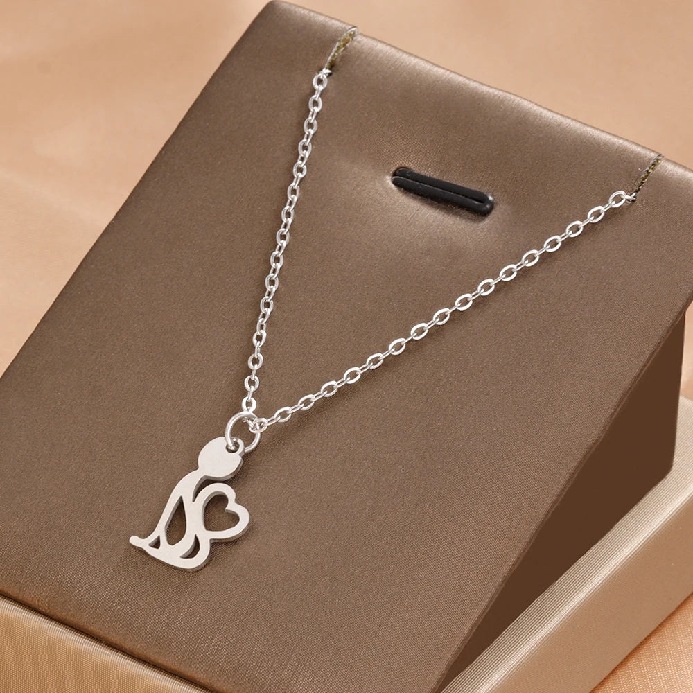 Collane in acciaio inossidabile Linea Cartoon Cat Pendenti Catena Girocollo Gioielli Collana di moda per gioielli da donna Regali per amici per feste