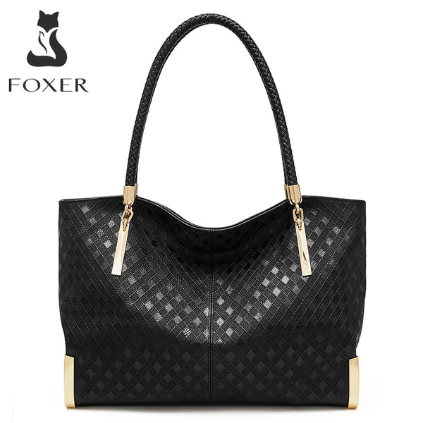FOXER Brand Genuine Leather Handbag Winter Women Original Design Shoulder Bag Luxury Tote Large Capacity Lady Bag Chrismas Gift