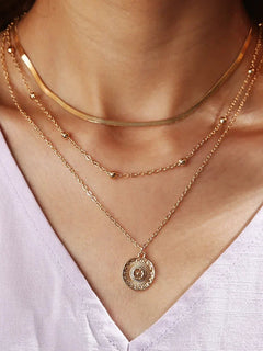 Collana impilabile a tre strati in argento sterling 925 da donna con ciondolo a striscia semplice, gioielli con catena a clavicola ipoallergenica impermeabile