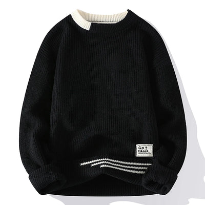 Men Vintage Twist Sweater Round Neck Male Fit Knitted Pullover Loose Harajuku Mens Retro Sweaters Multicolors