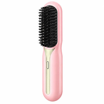 Styling Brush Short Hair Straightening Brush Temperature Levels 180-210 ° C, Straightening Brush, Fast Heating Hot Air Brush, USB Rechargeable, for Travel & Daily Use (for Ladies & Girls)