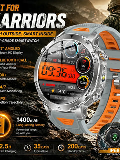 2026 Sapphire Rugged Outdoor Smartwatch for Men 1400mAh 10ATM Waterproof Fitness Tracker HD Call 100+ Sport Mode Smart Watch Man