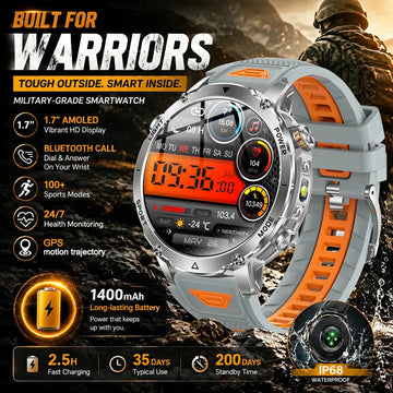 2026 Sapphire Rugged Outdoor Smartwatch for Men 1400mAh 10ATM Waterproof Fitness Tracker HD Call 100+ Sport Mode Smart Watch Man