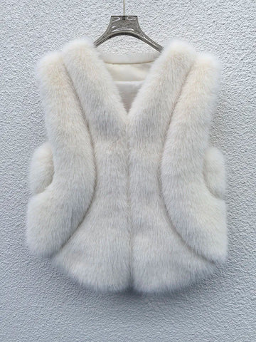 ZADORIN Fashion Irregular Spliced Fluffy Warm Faux Fur Vest Woman Fur Coats Autumn Winter Vestes Femmes New in Coats & Jackets