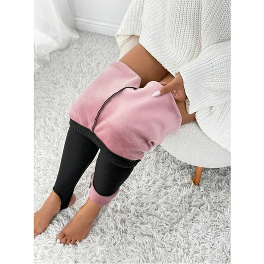Women Plus Velvet Leggings Autumn Winter Warm Fleece Step On The Foot Tights Female Solid Color Prevent Cold Stretch Leggings