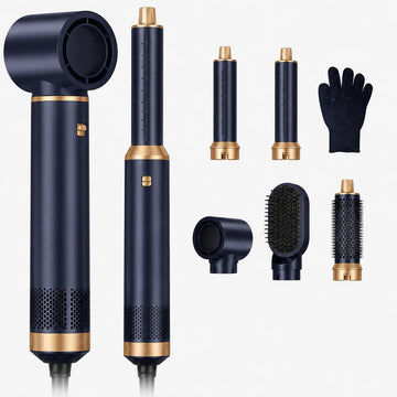 638UKLISS Blue Negative Ion 1000W Hair Dryer Comb Hot Air Brush for Styling And Drying Hair