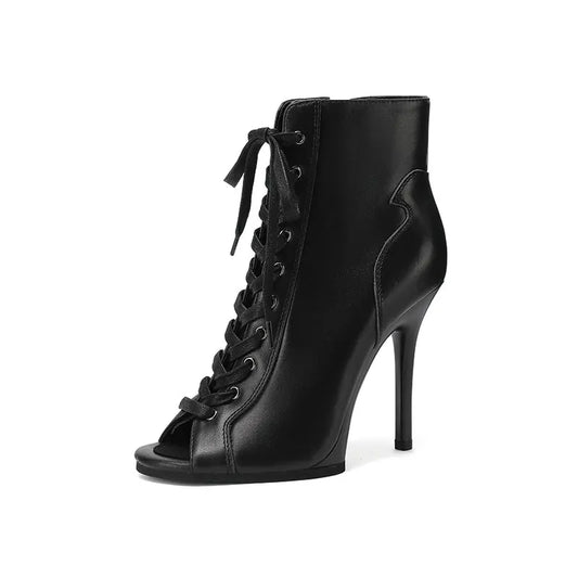 Genuine leather Customizable boots European Style Sexy Thin High Heel Jazz Dance Sandal for Women Open Toe Ladies Dancing Shoes