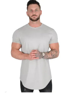 Muscle Fitness T-shirt Summer Men's Athleisure Workout short sleeve T-shirt High Quality cotton Men T-shirt Gym Sport Shirt Tops