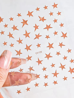 3D Bronzing Laser Silver Irregular Star Nail Decals Metallic Effect Silver Pentagram Nail Decals Adhesive Nail Art Star Stickers
