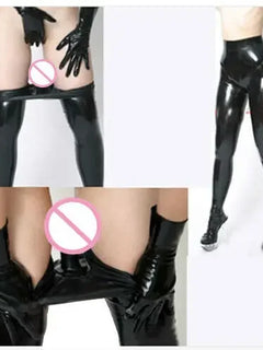 Latex Rubber Gummi Ganzanzug Hose pants Black Overall Catsuit Masquerade ball