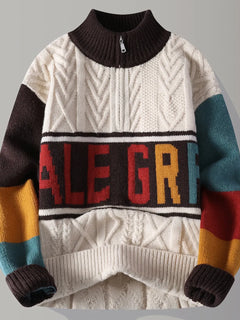 Autumn/winter Fashion Trend Retro Sports Thickened Warm Knitted Sweater Men's Loose Comfortable Large Size High Quality Sweater