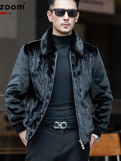 Supzoom New Arrival Top Fashion Ornamentation Winter Warm Flowing Gold Mink Imitation Fur Zipper Men's Stand-Up Collar Jacket