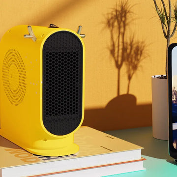 600W Portable Electric Heater with PTC Technology for Desk and Home, 220V Low-Consumption Mini Heater with Overheat Protection and Reindeer Design, 26cm