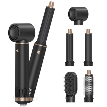 UKLISS 638 5‑In‑1 Hot Air Brush Set, Professional Hair Styling Tools, Multi‑Function Hair Dryer Curling Iron Straightener Kit For Curling, Drying, Straightening, Smoothing And Fluffy Hairstyle, For Home Professional Use