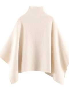Asymmetric Knit Poncho Cape Loose Solid Color Minimalist Warm Shawl Wrap Outerwear Commuter High Street Pullover 202606H