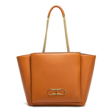 CHCH Women's Tote Bag 2026 Spring New Brown Magnetic Buckle Storage Bag Large Capacity Commuter Chain Bag PlatiNum