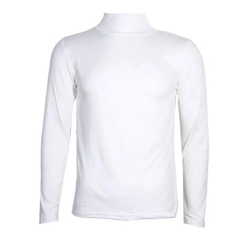 Men's High Neck T-shirts Fashion Solid Slim Long Sleeve T-shirt Male Long Sleeve Basic Bottoming Shirt Fashion Slim-Fit Tops PlatiNum