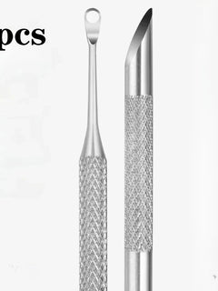1/2 pcs Double-ended Stainless Steel Remover Manicure Sticks Tool Bevelled Nail Grinding File Circle Beveled Head Cuticle Pusher