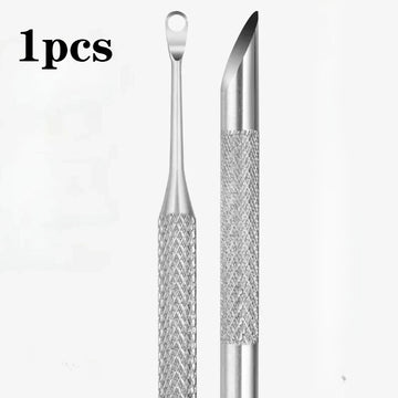 1/2 pcs Double-ended Stainless Steel Remover Manicure Sticks Tool Bevelled Nail Grinding File Circle Beveled Head Cuticle Pusher
