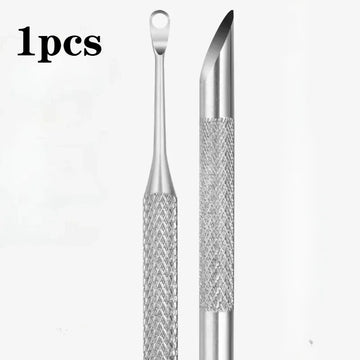 1/2 pcs Double-ended Stainless Steel Remover Manicure Sticks Tool Bevelled Nail Grinding File Circle Beveled Head Cuticle Pusher