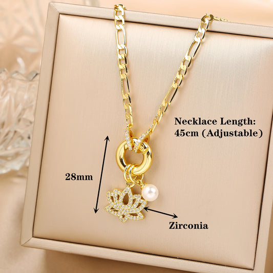 Nuova collana creativa con ciondolo a tema ali di fiori di conchiglia di zirconi lucidi Nuova moda donna accessori per gioielli per le vacanze femminili