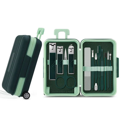 12 Pcs Manicure Set Stainless Steel Nail Clipper Kit with Travel Case Pedicure Grooming Tools 12 in 1 Portable Nail Care Durable Toenail Trimmer Fingernail Cutter for Thanksgiving Team Employee Appreciation Holiday Present